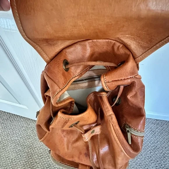 Stylish Tan Leather Backpack - Picture 5 of 5